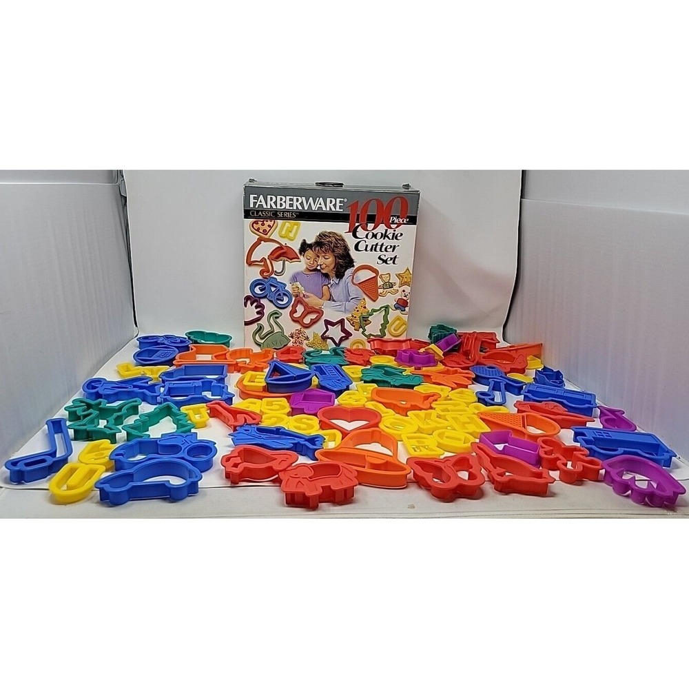 Vtg. Lot of FARBERWARE 2-4" Assorted 89 Cookie Cutters Holiday Dinos Shapes